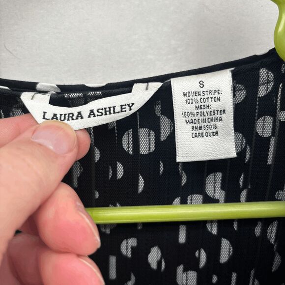 Laura Ashley Womens Small Art-Wear Black White PolkaDot Modernist Stretch Jacket - Picture 4 of 5